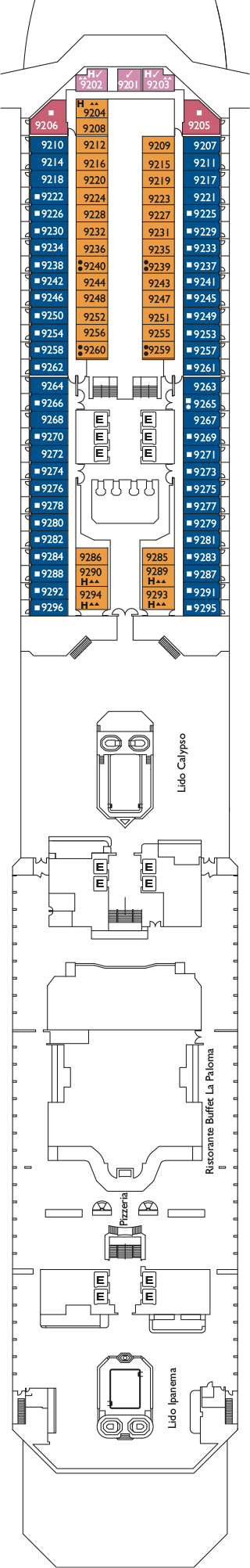 Costa Pacifica - Costa Kreuzfahrten - Deck 9 (Azzurro)