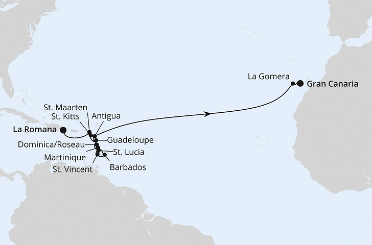 Impression zu Transreisen Frühjahr 2026 Besttarif - AIDAblu oder AIDAsol - Transatlantik