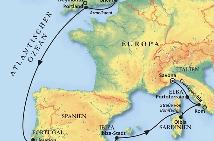 Impressionn zu Phoenix Seereisen - MS Artania - Kurs aufs Mittelmeer