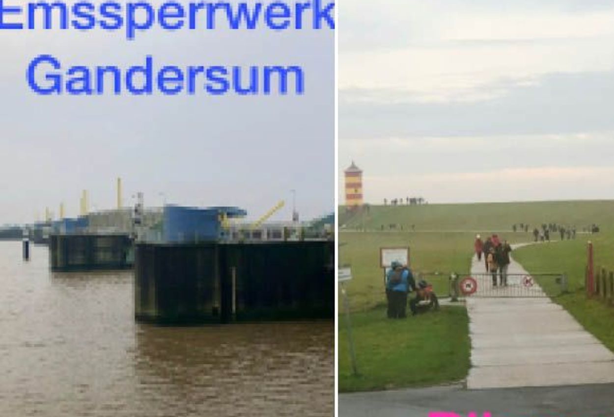 Emssperrwerk und Leuchtturm von Pilsum