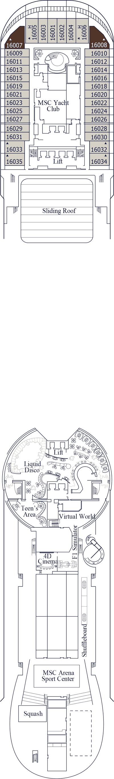 MSC Fantasia - MSC Cruises - Deck 16 (Aurora)