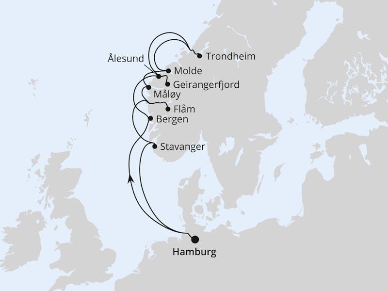 Norwegens Fjorde mit Geiranger & Trondheim