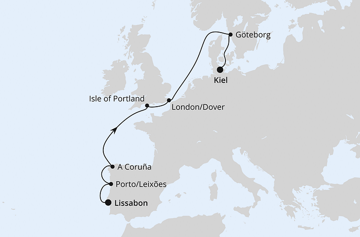 Impressionn zu AIDA Winter 2026/27 - AIDAbella - Westeuropa-Highlights von Lissabon nach Kiel