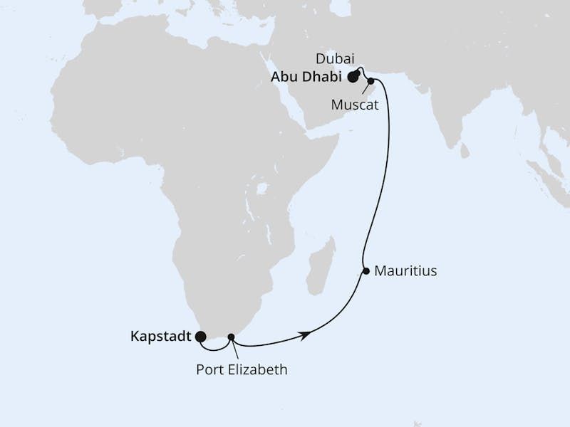 Von Kapstadt über Mauritius nach Abu Dhabi