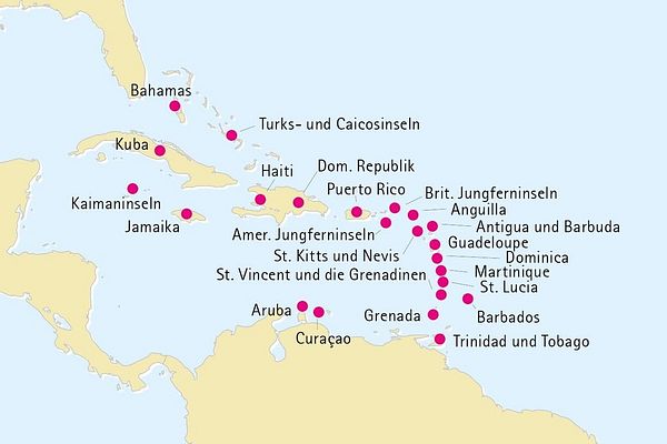 Übersichtskarte der Karibik