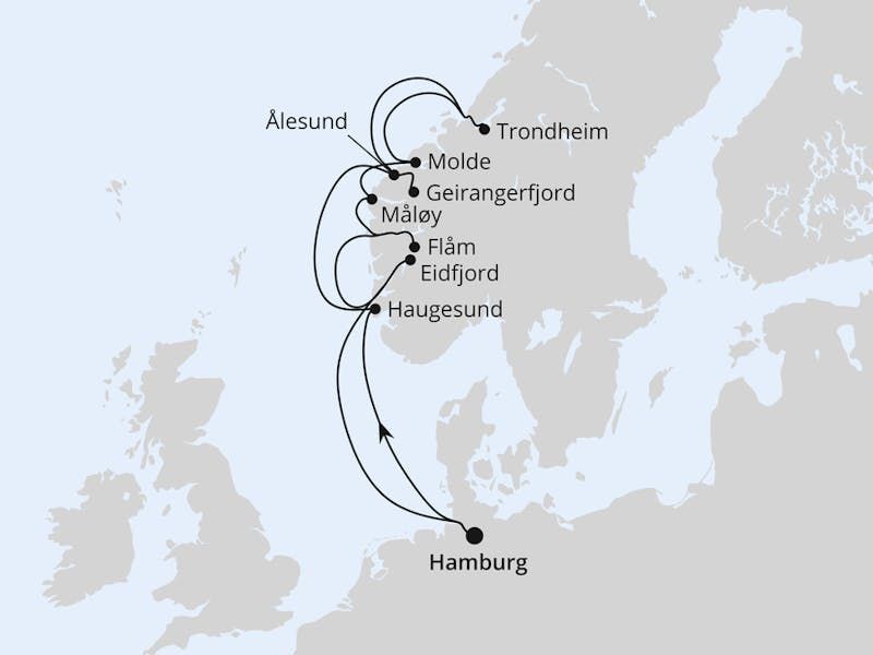 Norwegens Fjorde mit Geiranger & Trondheim