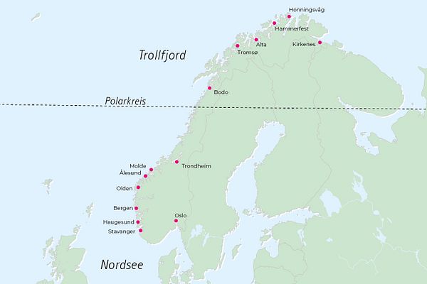 Routenkarte Norwegen