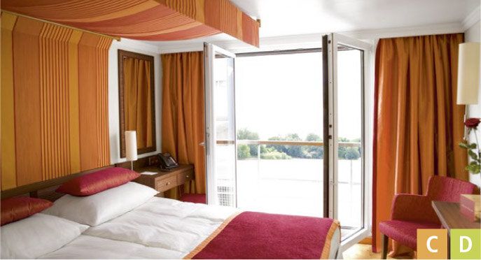 A-ROSA BRAVA - A-ROSA - 2-Bett-Außenkabine mit französischem Balkon, Kategorie D (D)