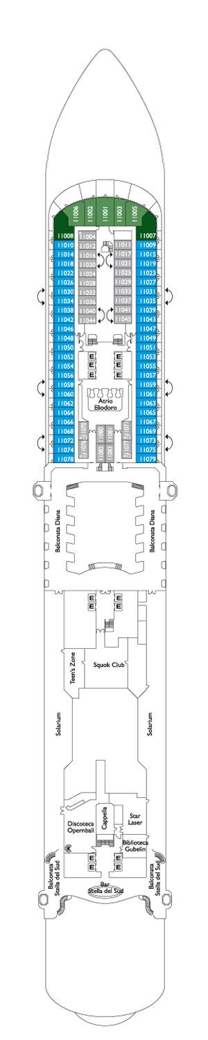 Costa Diadema - Costa Kreuzfahrten - Deck 11 (Timur)