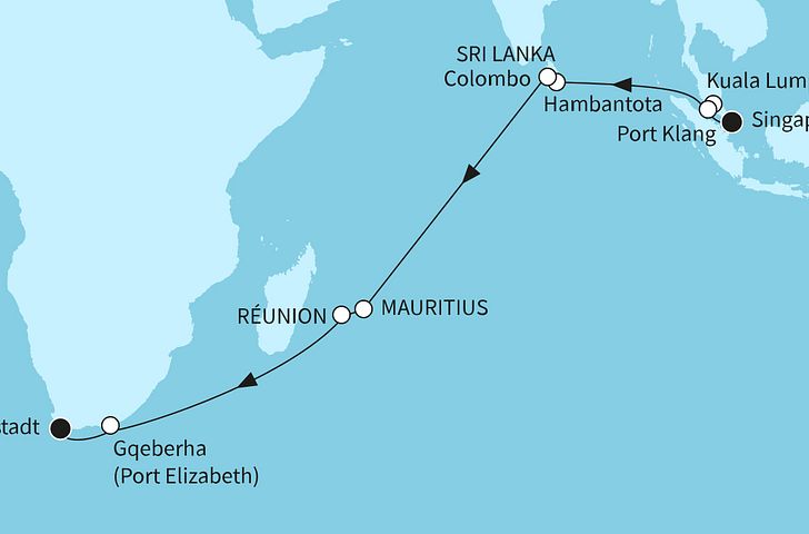 Impressionn zu Transreisen 2026 - Mein Schiff 6 - Indischer Ozean mit Mauritius