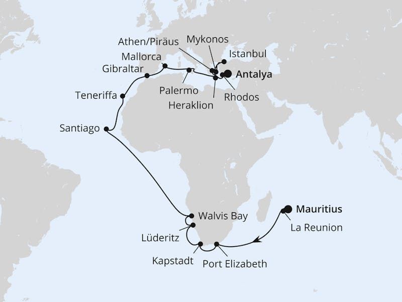 Weltenbummler von Mauritius nach Antalya