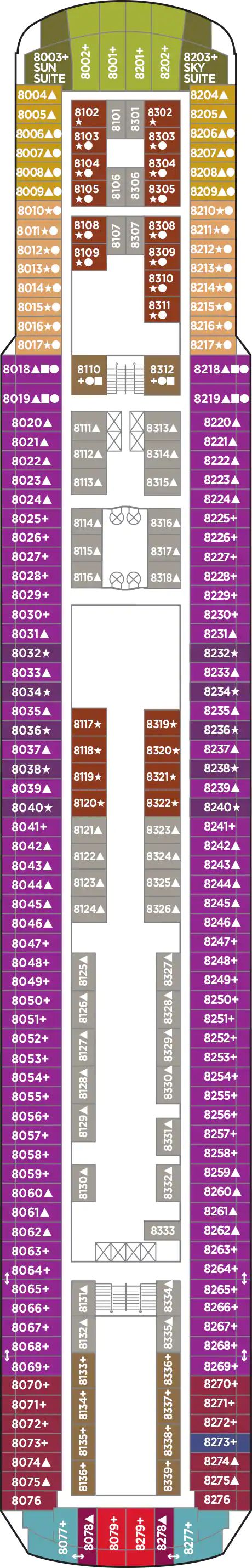 Norwegian Sun - Norwegian Cruise Line - Deck 8 (Wikinger-Deck 8)