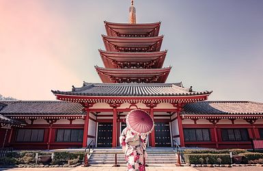 Ein Tempel in Tokyo, Japan