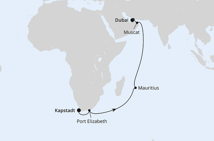 Impressionn zu AIDA Transreisen 2026/27 - AIDAprima - Von Kapstadt in den Orient