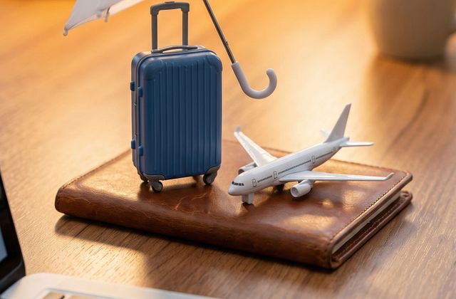 Bild Reiseversicherung Flugzeug Koffer