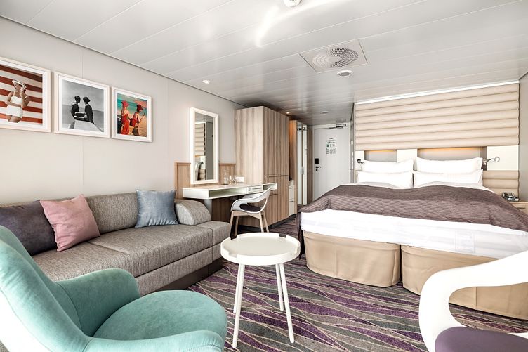 Abb. zeigt Kabine der Mein Schiff 1. Abweichungen möglich.