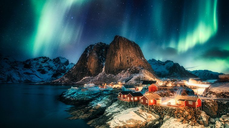 Lofoten Nordlicht Polarlicht Hamnoy
