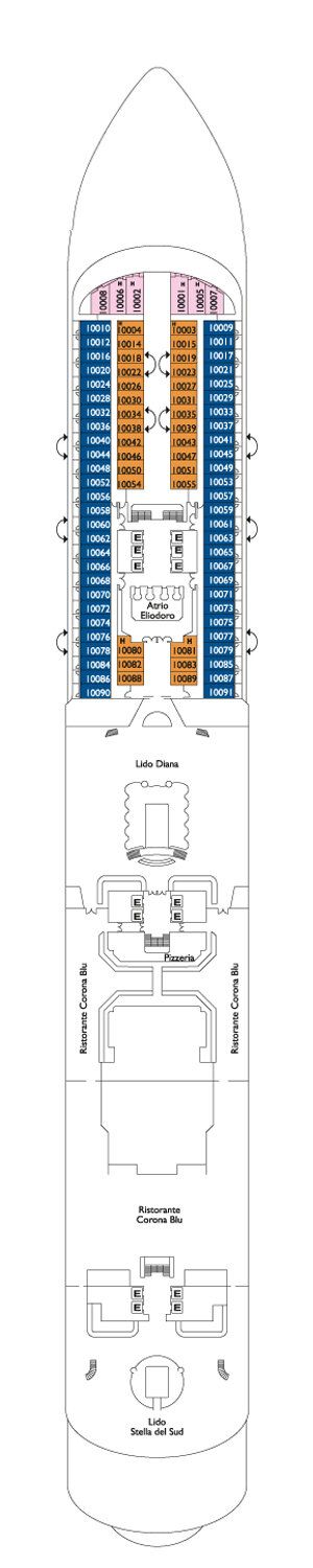 Costa Diadema - Costa Kreuzfahrten - Deck 10 (Hortensia)