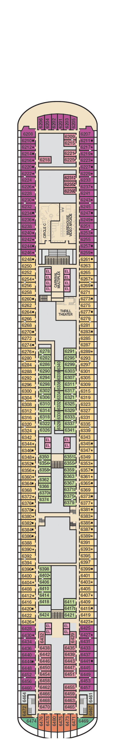 Carnival Horizon - Carnival Cruise Line - Deck 6 (Upper)