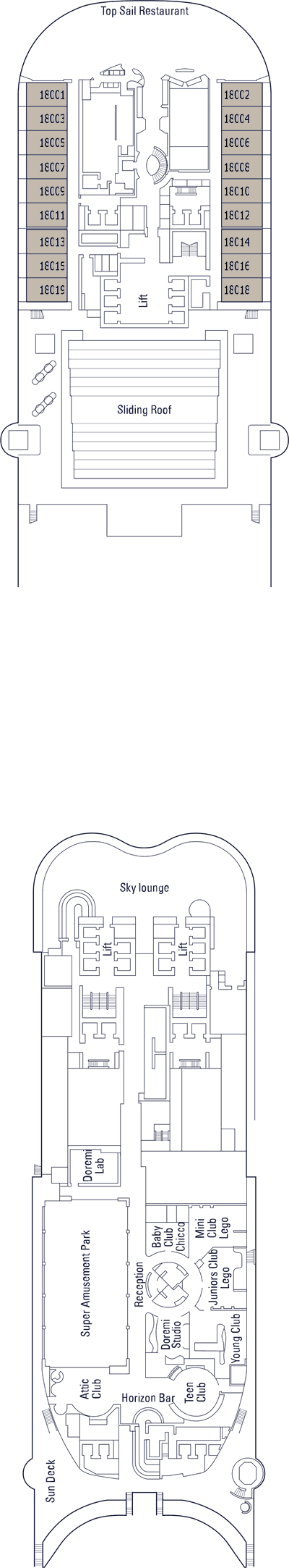 MSC Meraviglia - MSC Cruises - Deck 18 (Deck 18)