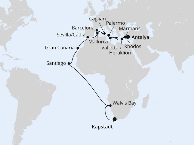 Von Antalya über Namibia nach Kapstadt