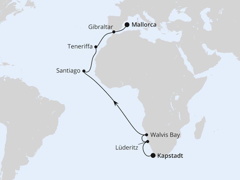 Von Kapstadt über Namibia nach Mallorca
