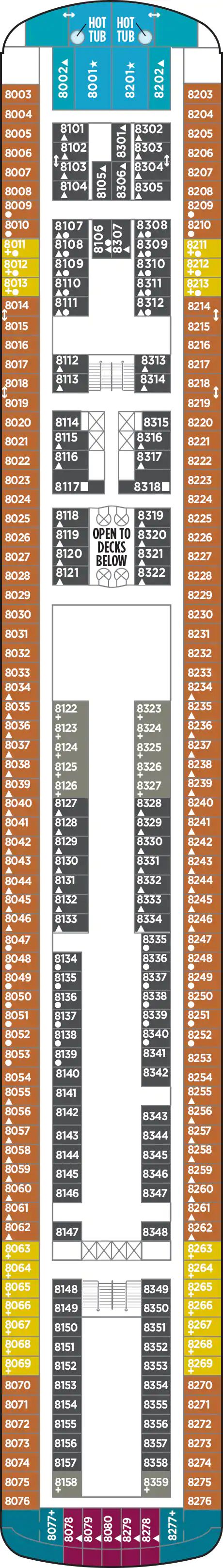 Norwegian Sky - Norwegian Cruise Line - Deck 8 (Wikinger-Deck 8)