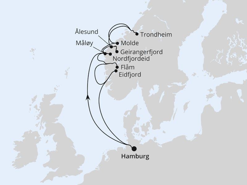 Norwegens Fjorde mit Geiranger & Trondheim