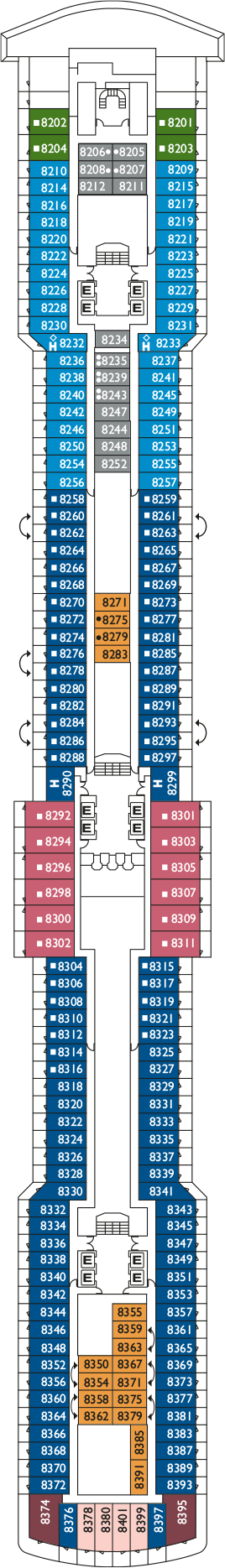 Costa Deliziosa - Costa Kreuzfahrten - Deck 8 (Petunia)