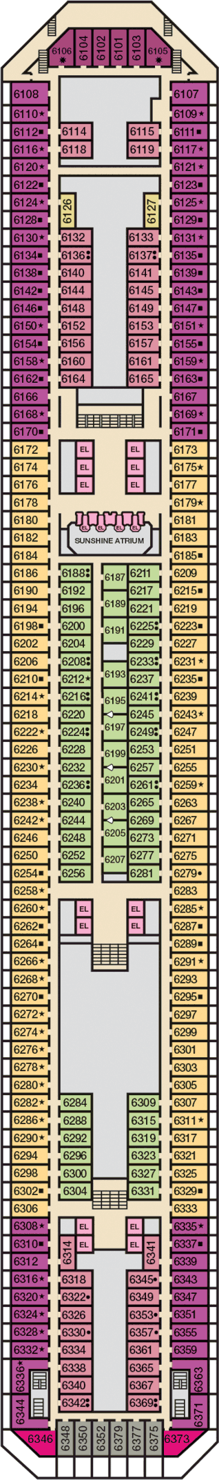 Carnival Sunshine - Carnival Cruise Line - Deck 6 (Deck 6)