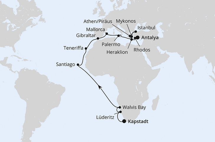 Impressionn zu Winter 2025/26 - AIDAstella - Von Kapstadt über Namibia nach Antalya