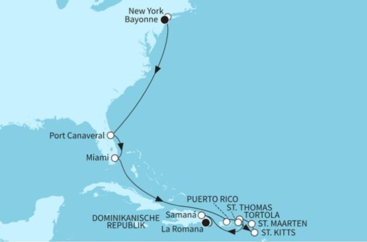 Impressionn zu Winter 2026/27 - Mein Schiff 1 - USA Ostküste & Karibiksonne