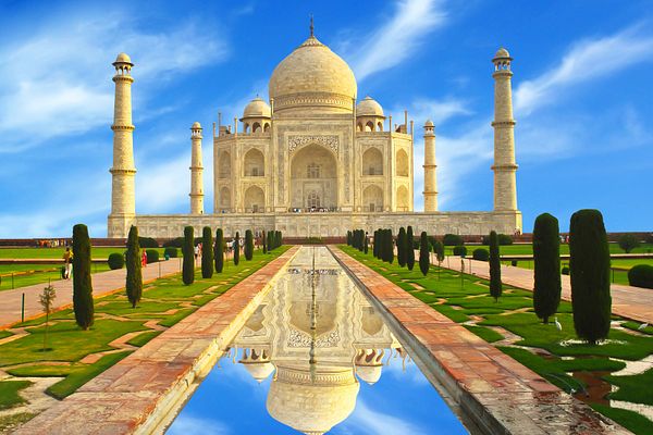 Blick auf den Taj Mahal in Indien