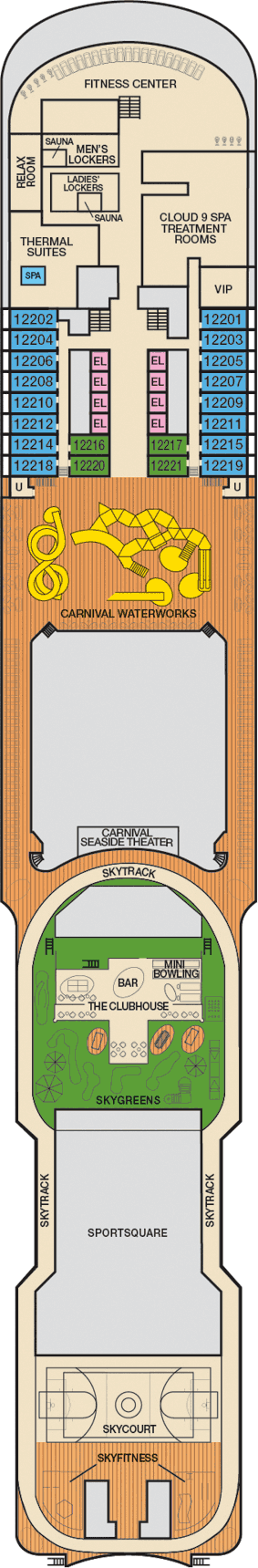 Carnival Vista - Carnival Cruise Line - Deck 12 (Spa, Waterworks & Sports)