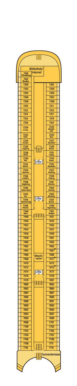 MS Artania - Phoenix Seereisen - Deck 7 (Jupiter-Deck)