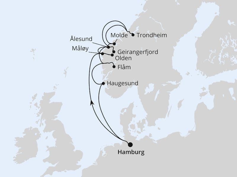 Norwegens Fjorde mit Geiranger & Trondheim