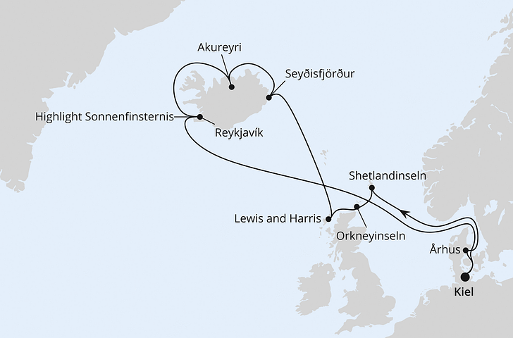 Impressionn zu Sommerferien 2026 - AIDAbella - Schottland & Island mit Sonnenfinsternis
