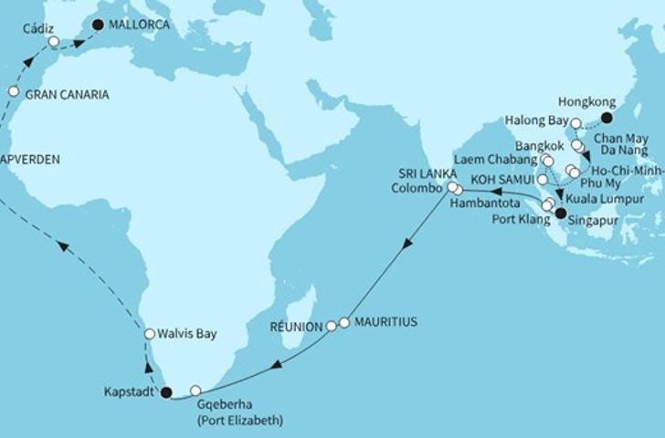 Impressionn zu Transreisen 2026 - Mein Schiff 6 - Große Weltentdecker-Route