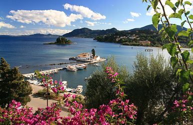 Blick auf die Mäuseinsel bei Korfu
