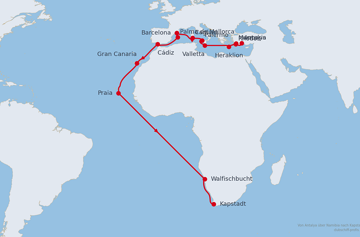 Impression zu AIDA Transreisen 2026/27 - AIDAstella - Von Antalya über Namibia nach Kapstadt