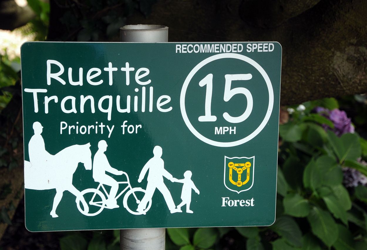 Hinweisschild auf Guernsey für die Green Lanes oder auch Ruette Tranquille genannt