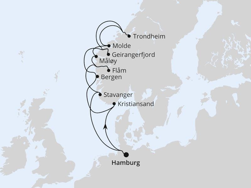 Norwegens Fjorde mit Geiranger & Trondheim