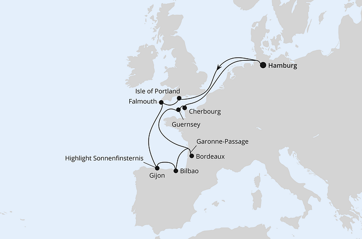 Impression zu AIDA Sonnenfinsternis 2026 - AIDAsol - Ärmelkanal & Golf von Biskaya
