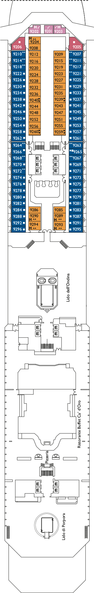 Costa Favolosa - Costa Kreuzfahrten - Deck 9 (Villa Borghese)