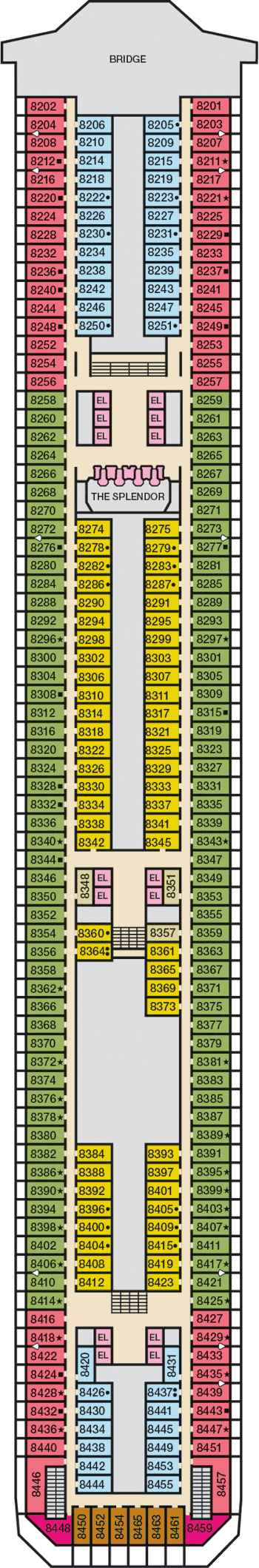 Carnival Splendor - Carnival Cruise Line - Deck 8 (Verandah)
