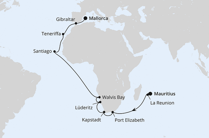 Impressionn zu Winter 2025/26 - AIDAstella - Von Mauritius über Südafrika nach Mallorca