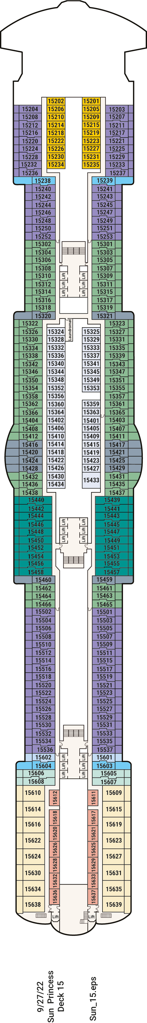 Sun Princess - Princess Cruises - Deck 15 (Deck 15)