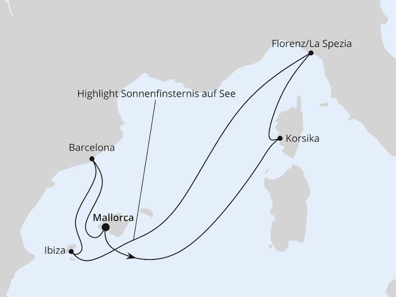  Zur Sonnenfinsternis im Mittelmeer ab Mallorca