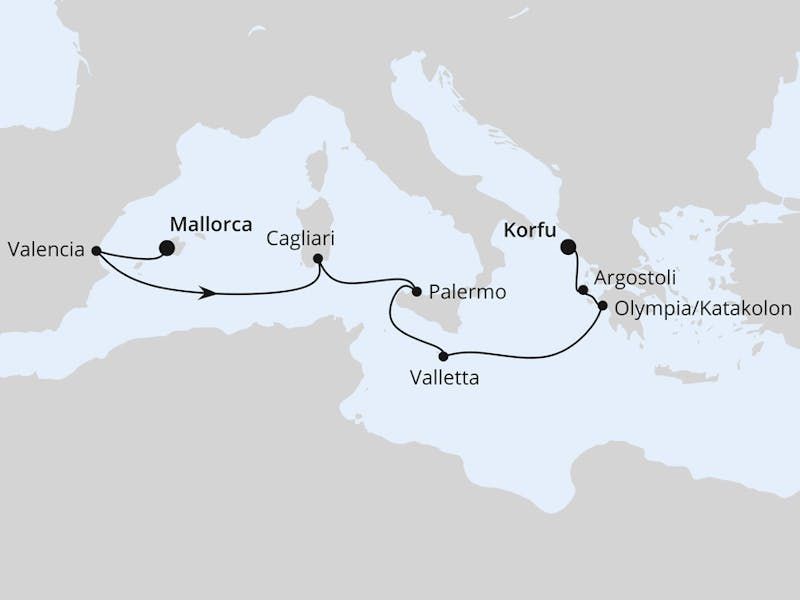 Spanien, Italien & Griechenland ab Mallorca