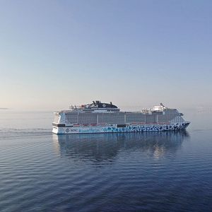 Sky; Copenhagen; Starboard; Events; Wind turbine; Fleet; Ship; MSC Euribia; Aerial view; Sea; Denmark; Destination; Northern Europe;